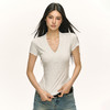 Ariseism  美式复古辣妹修身设计感V领短袖T恤女夏季新款显瘦上衣 商品缩略图2