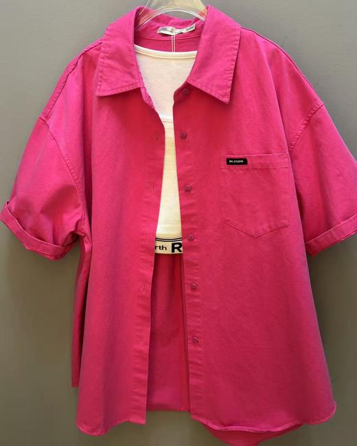 MZ单口袋小标短袖衬衫（红绿）夏季151050200321 商品图0