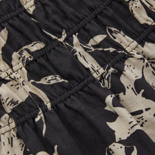 ROMI STUDIO“复古优雅” 亚麻莱赛尔黑底杏花长款半身裙RWCRXL3430 商品图4