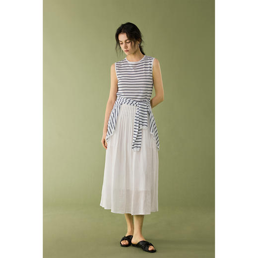 【风之褶皱】白色苎麻半身裙女夏季高腰显瘦气质百褶裙子 商品图2