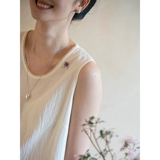 牧衣游原创 60支纯棉手绣无袖背心连衣裙女 紫霞【不支持会员折】 商品图3