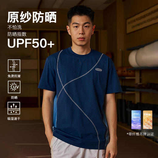 录士LUSHISI乱线主题拼接哈苏线运动训练潮流速干短袖tee恤 商品图0