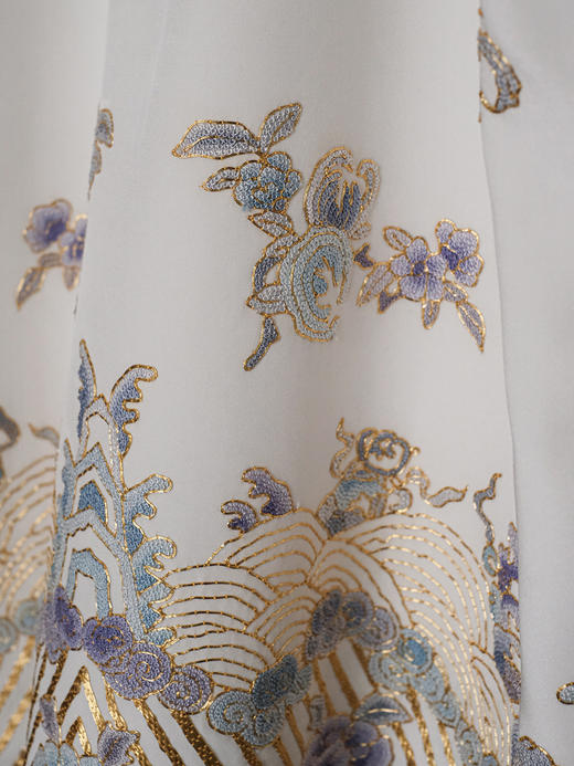 盛唐牡丹大师系列| 重工盘金江崖海水纹外套-白色 商品图4