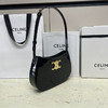 CELINE赛琳 TILLY 品牌徽标Logo拉链开合 漆面牛皮革 手提单肩包 女款 黑色（HH） 商品缩略图1