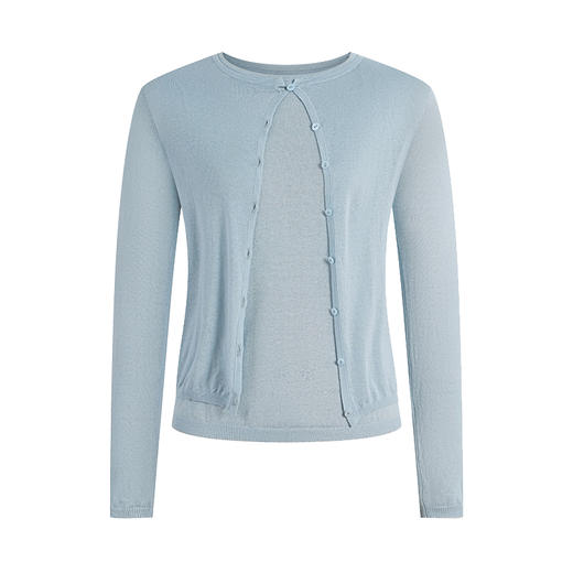 【日光织物】天丝亚麻针织开衫女夏季法式吊带背心套装 商品图4