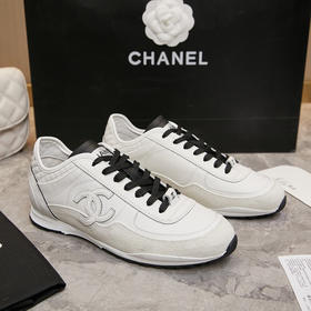 CHANEL香奶奶 25P 小牛皮 系带圆头 低帮 生活休闲鞋 女款白色（HC）