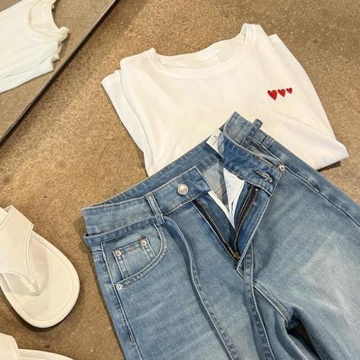 【觅槿法式刺绣爱心T恤】明星都爱穿的超绝基础款短袖T   基础款 穿多少年都不过时  搭配牛仔裤/半裙都绝美 商品图5