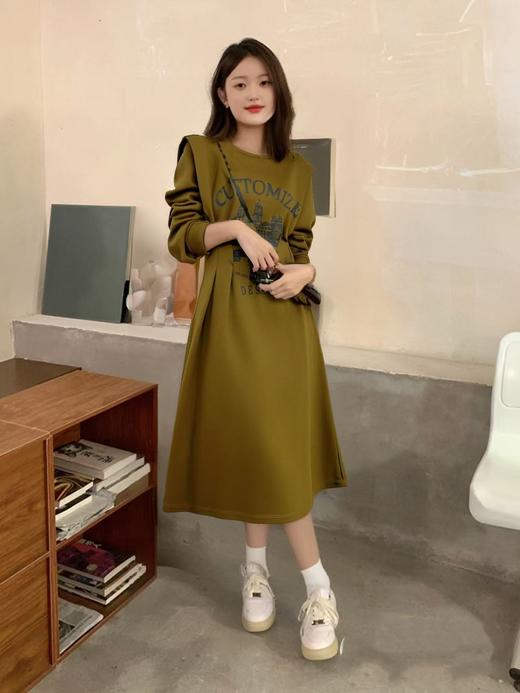 双十二福利！【诗铭洛可】W914 印花卫衣裙长袖压褶连衣裙 商品图3