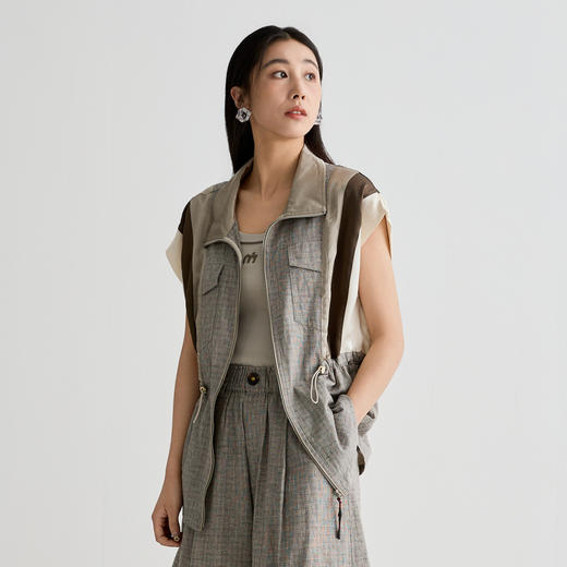 谜底外套无袖女2025夏新品复古风度假大廓形H型中长外套252MW0598 商品图1