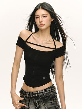 Ariseism  美式复古辣妹修身设计感短袖T恤女夏季新款显瘦上衣