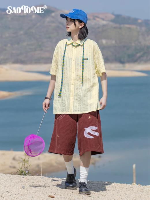 早乙女惠子saotome/STMCS252281/条纹合身短袖衬衫【不含领口绳子】 商品图1