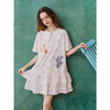 两三事南法庄园2025夏季新款甜美绣花娃娃领格子荷叶边短裙连衣裙 商品缩略图3