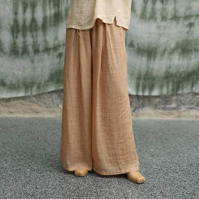 绽放女装316朵/【甜茶系列·玫瑰黄茶】高支苎麻炒色灯笼裤休闲裤