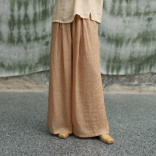 绽放女装316朵/【甜茶系列·玫瑰黄茶】高支苎麻炒色灯笼裤休闲裤 商品图0