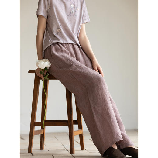 牧衣游原创 炒色汉麻裤子新品轻薄舒爽禅意质朴宽松休闲裤 十里桂 商品图1