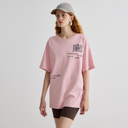 谜底T恤短袖女2025夏季新品休闲日常百搭绣花宽松上衣252MT0693 商品图1