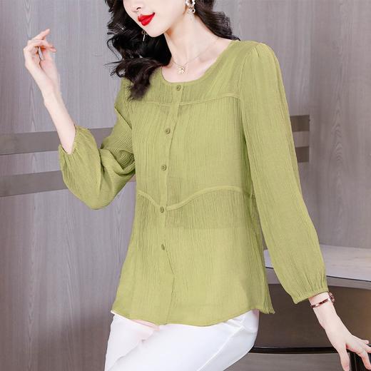 MZ1743薄款棉麻长袖衬衫女春秋2025新款时尚妈妈夏装遮肚子亚麻显瘦上衣 商品图0