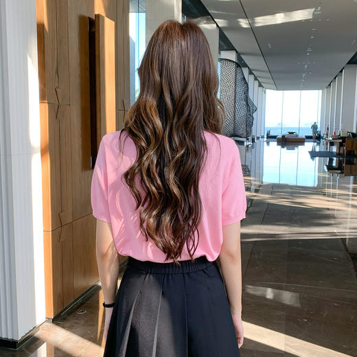 奢姿大码女装2025夏季减龄绣花图案时尚针织衫胖妹妹圆领百搭上衣9652690346 商品图3