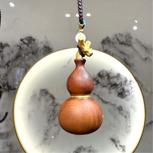 【灵机生活馆】雷击枣木葫芦吊坠 镶嵌银七星葫芦饰品摆件吊坠 商品图2