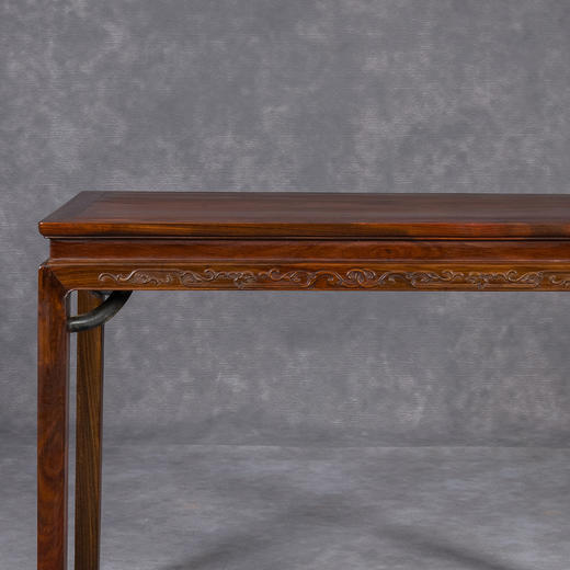 清	红木束腰霸王枨马蹄腿螭龙纹条桌 商品图2