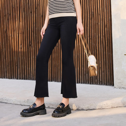 半身缘女裤 夏季流行柔弹舒适喇叭裤牛仔裤252102M30102777 商品图3