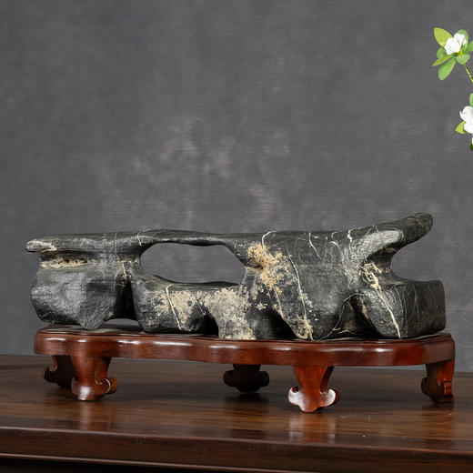 灵璧石文房赏石（红木座） 商品图2