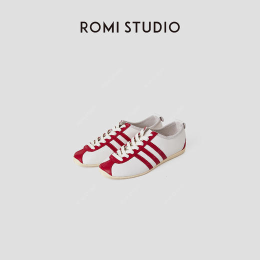 ROMI STUDIO“美式复古”牛皮革和羊皮革拼色平底德训鞋 RWCLP33916【发货时间25天】 商品图0