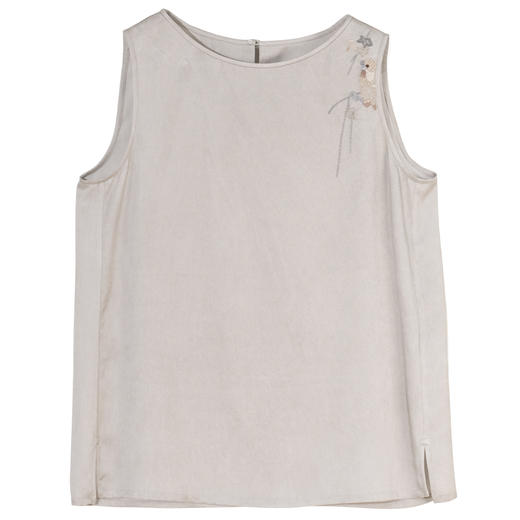 牧衣游原创 22姆米双宫绸刺绣炒色桑蚕丝马夹古朴质真丝上衣 泽兰 商品图4