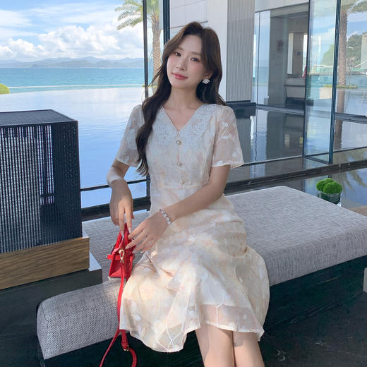 奢姿大码女装2025夏季减龄碎花连衣裙胖妹妹温柔风娃娃领时尚裙子9951853111 商品图2