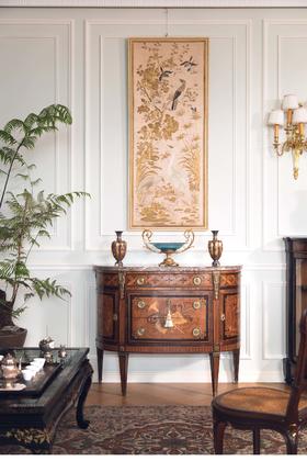 【已售】独角鹿西洋古董 19世纪中国清代出品「水岸白鹭」传统东方花鸟主题粤绣挂屏