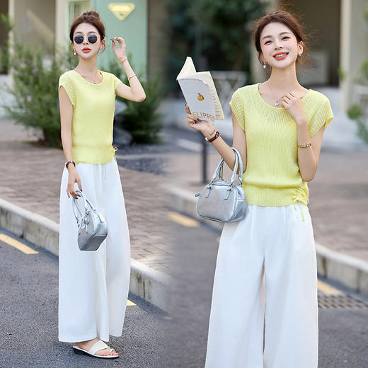 夏天巨好看的套装夏装一整套气质女神范高端阔腿裤两件套   HPT-CPYY8152 商品图0