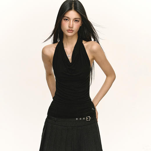 Ariseism  美式复古辣妹修身设计感挂脖背心女夏季新款显瘦上衣 商品图2