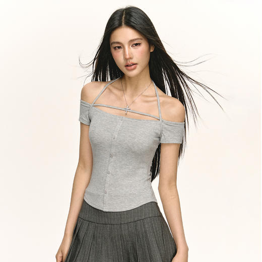 Ariseism  美式复古辣妹修身设计感短袖T恤女夏季新款显瘦上衣 商品图2