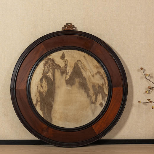 清	红木镶云石圆形大挂屏 商品图0