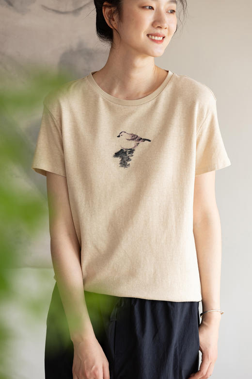 牧衣游原创 汉麻棉印花T恤短袖 限量福利款 莺莺【不支持会员折】 商品图5