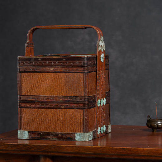 清	竹编暗八仙福字纹双层提盒 商品图2