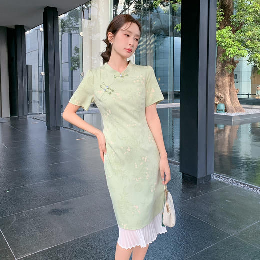 奢姿大码女装2025夏季时尚优雅改良款旗袍胖妹妹气质拼接立领裙子9952853181【1】 商品图2