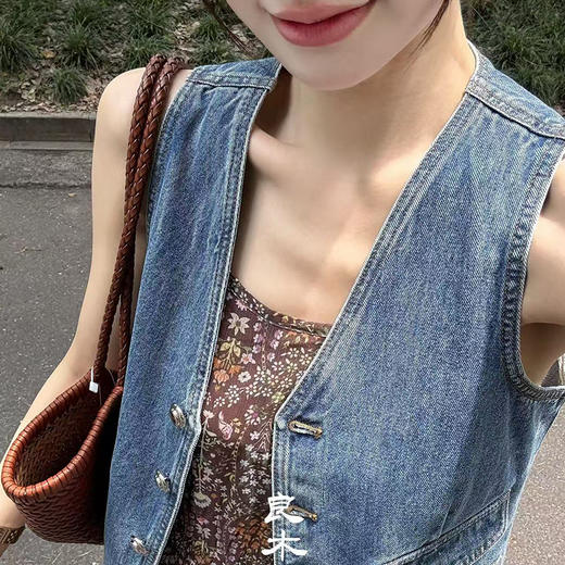 【不换不退】良木礼牛仔印花马甲（12455） 商品图0