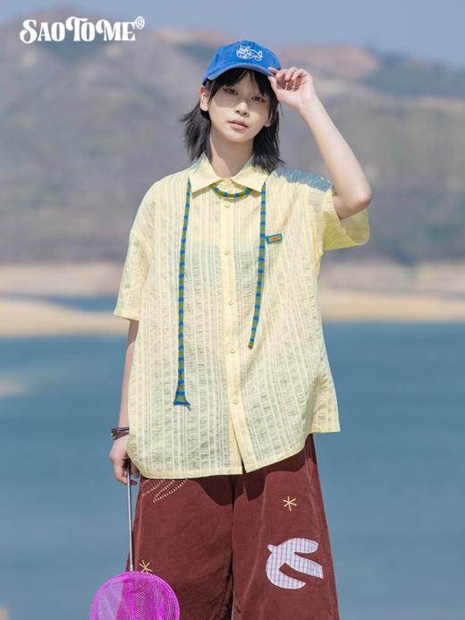 早乙女惠子saotome/STMCS252281/条纹合身短袖衬衫【不含领口绳子】 商品图0