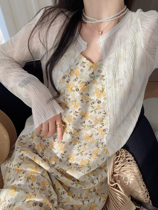 法式浪漫V领随身小碎花吊带雪纺裙显瘦连衣裙 商品图5