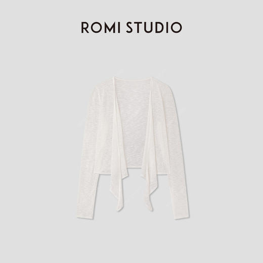 ROMI STUDIO“法式优雅”棉麻混纺花纱轻薄短款针织开衫 RWCRSG3069 商品图0