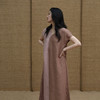 绽放旅行女装329朵/【甜茶系列】色织亚麻双色拼连肩短袖连衣裙子 商品缩略图2