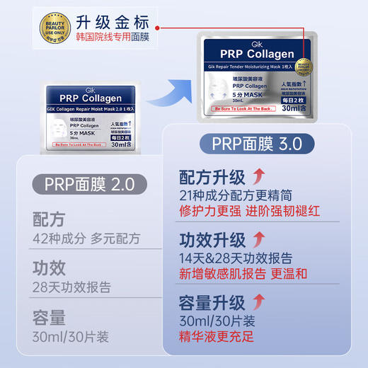 Gik韩国进口 胶原蛋白保湿修护面膜玻尿酸补水保湿护肤 30片/盒 商品图2