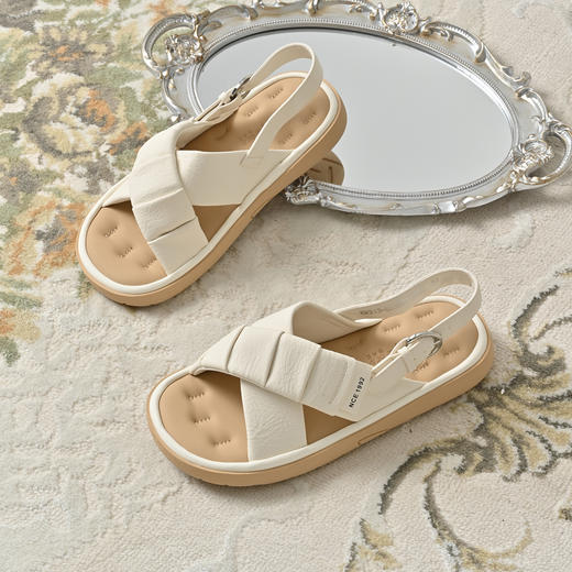 经典鲨2025年夏季新品露趾后空舒适平底日常通勤休闲凉鞋女KW313-529081 商品图3