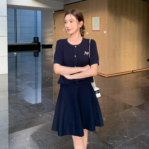 奢姿大码女装2025夏季减龄蝴蝶结饰品时尚两件套胖妹妹针织套装9652969766 商品图4