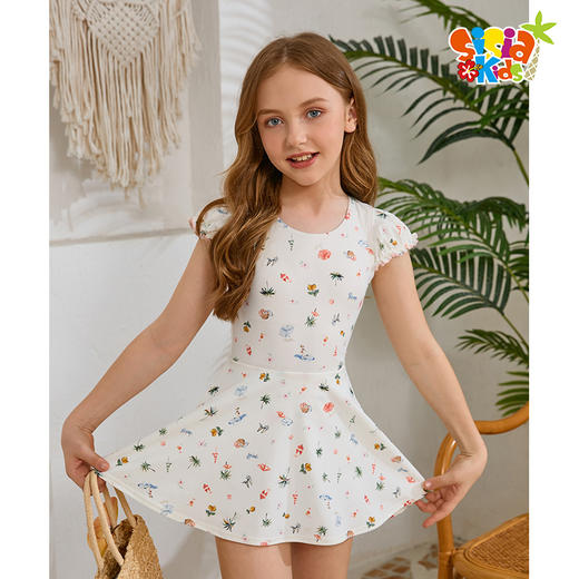 sisia儿童泳衣女童2025新款中大童连体游泳衣公主裙式泡温泉泳装SGS24-01b 商品图3