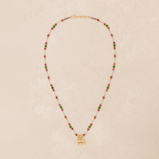 北京仓｜Tityaravy-Samba-小金象 粉色红宝石 透辉石 碧玺 项链［法国设计师］ 商品图0
