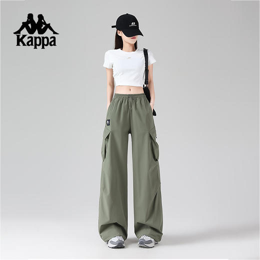 Kappa卡帕背靠背防泼水运动长裤女2025新款户外休闲裤弹力工装裤 商品图4