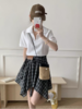 🌸春夏限定💰【苏格兰格子不规则半身裙&娃娃领正肩T恤】甜酷风造型，简约韩系氛围感穿搭！☀️翻领设计展现颈部线条，⁠日常百搭又通勤  商品缩略图6