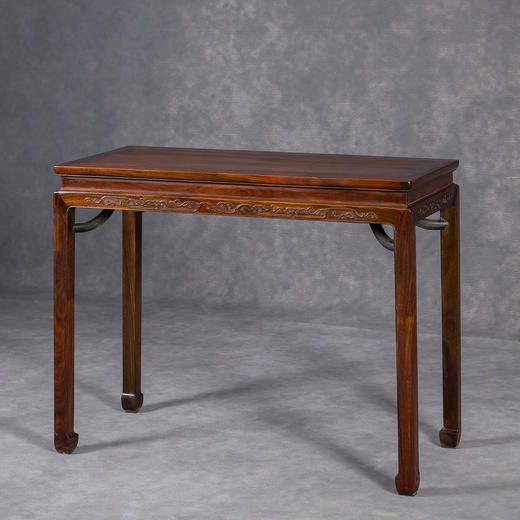 清	红木束腰霸王枨马蹄腿螭龙纹条桌 商品图1